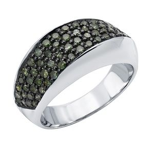 Green Diamond Modern Silver Ring